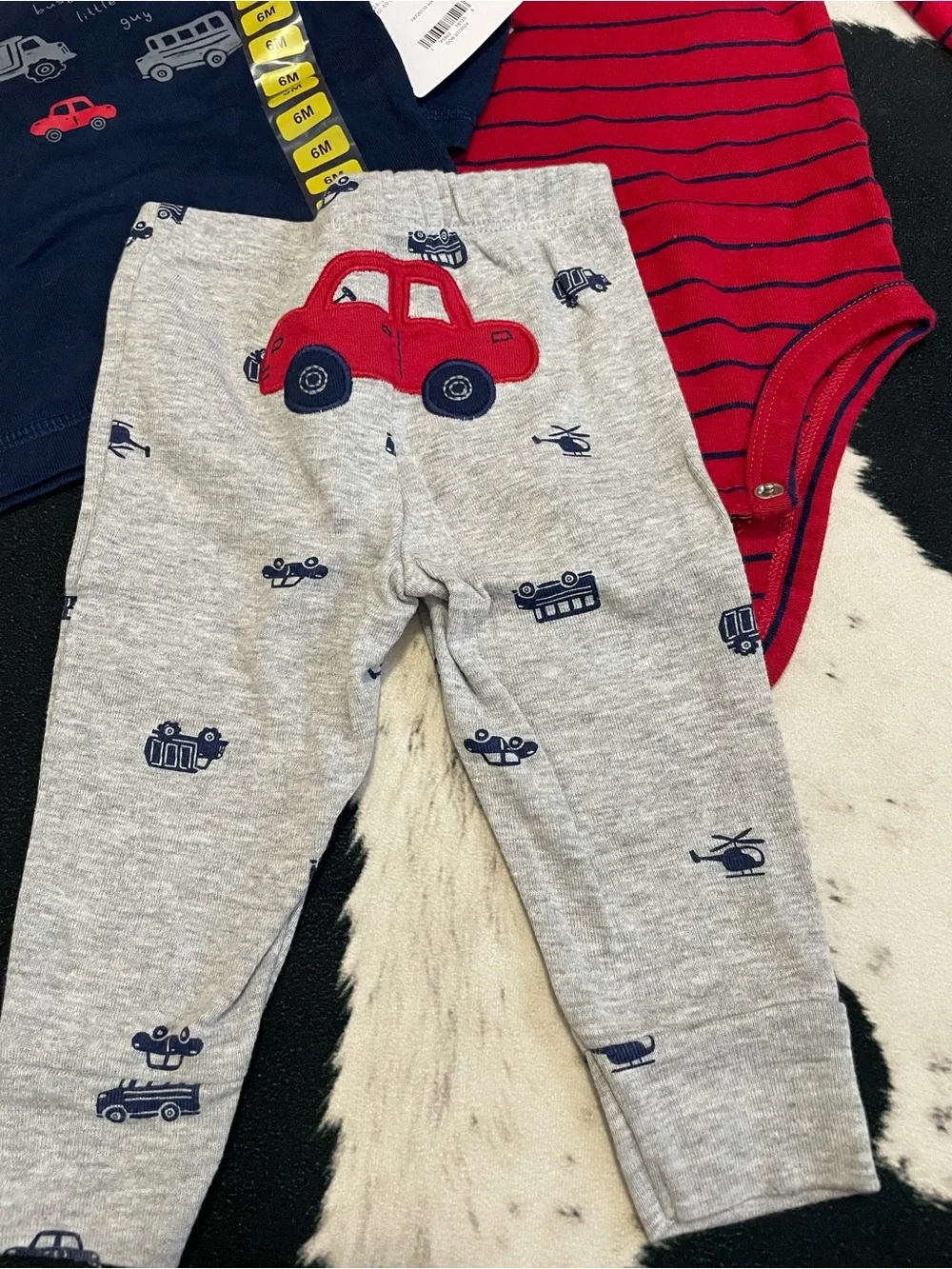 2/$12 Carters 3 Piece Vehicle Print Outfit